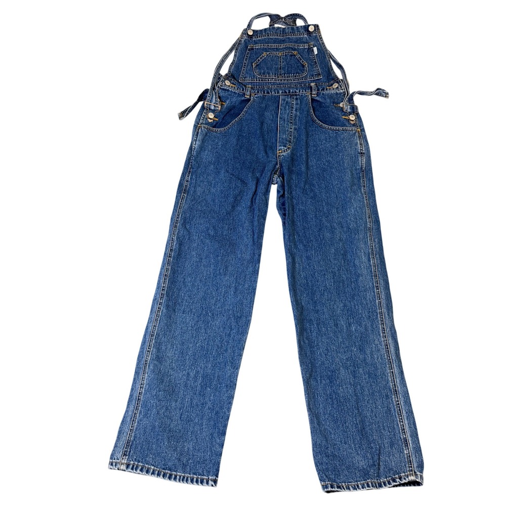 Esprit Jeans Vintage Denim Overalls Medium Wash Straight Leg 100% Cotton Size M